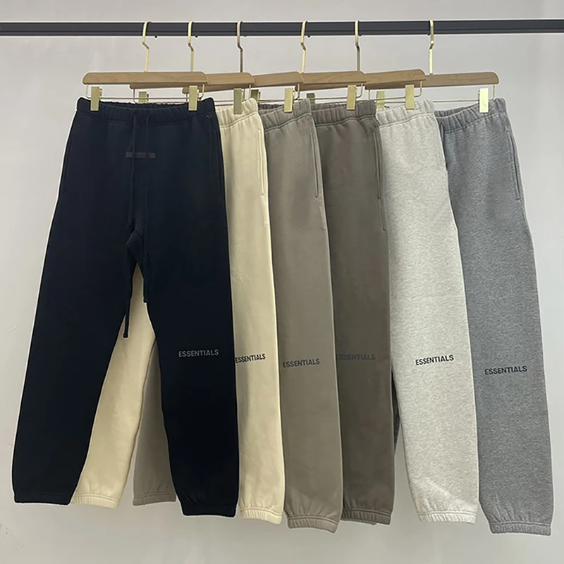 

2023 Men's Reflective Alphabet Essentials Printed Fleece Jogging Pants High-quality Loose Hip-hop Cotton Sweatpants