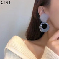 fashion jewelry artificial hairball earrings 2021 new trend popular style round hanging dangle drop earrings women jewelry gift