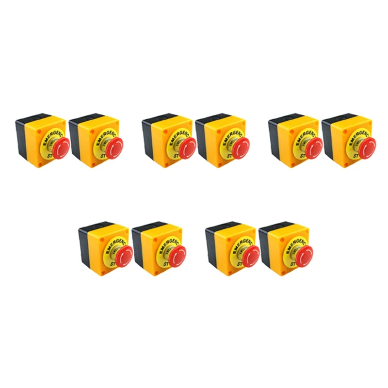 

10Pcs Red Mushroom Emergency Stop Shut Off Push Button Switch No + Nc 22Mm Cnc Gecko