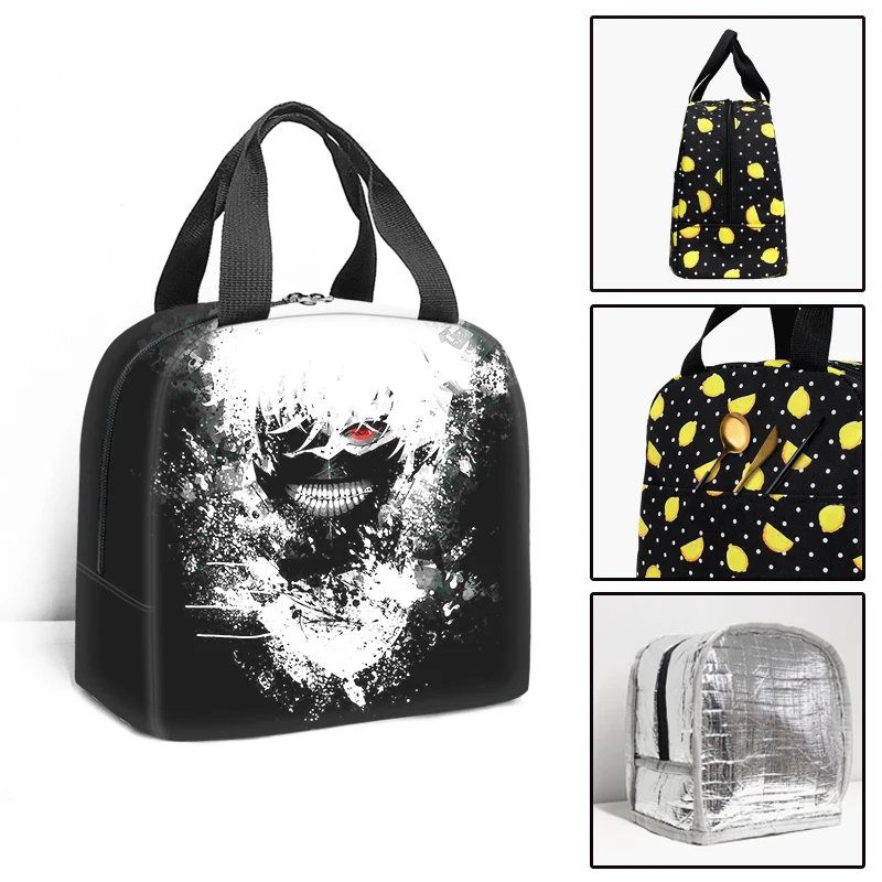 Anime Tokyo Ghoul Insulated Lunch Bag Boy Girl Travel Thermal Cooler Tote Food Bags Portable Student School Lunch Bag