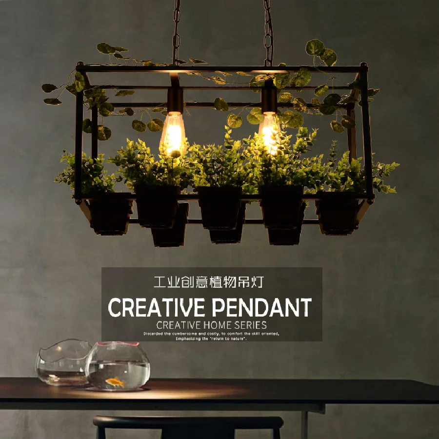 

Nordic Restaurant Bar Chandelier Flowers And Grass Creative Pastoral Cafe Bar Flower Room Beauty Shop Green Plant Pendant Light