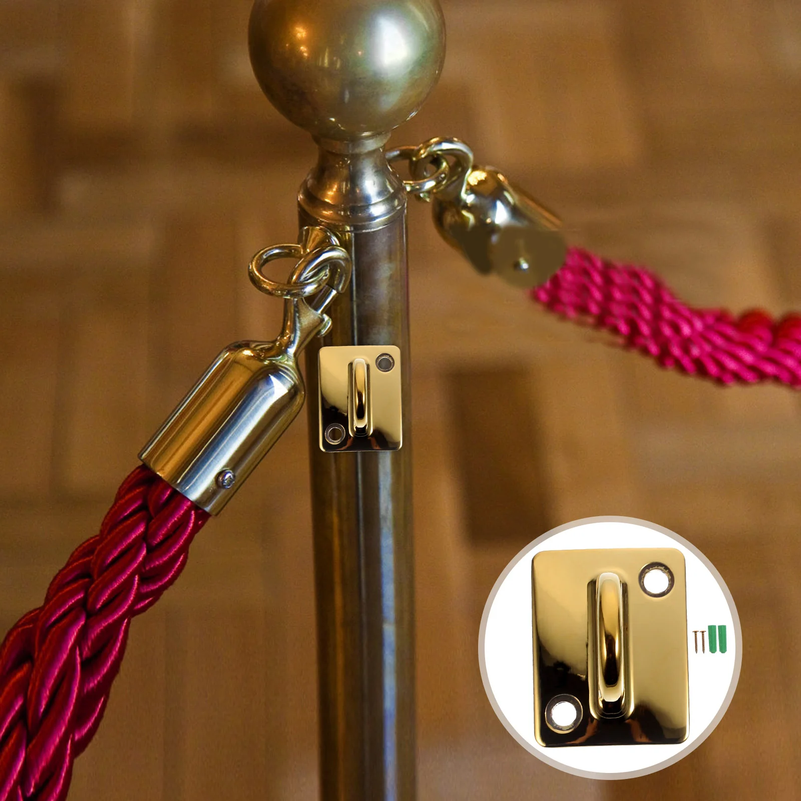 

2 Pcs Bedrail Wall Mount Hook Crowd Control Rope Guardrail Concierge Pole Metal