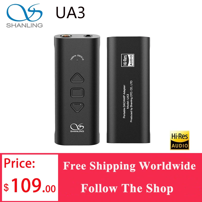 

SHANLING UA3 Mini Portable USB DAC/AMP Headphone Amplifier AKM AK4493SEQ chip Type-C to 3.5/4.4mm Audio Cable PCM768 DSD512