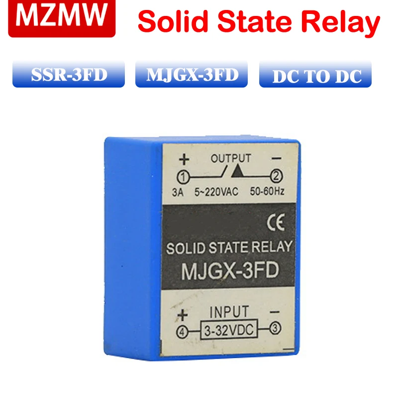 Маленькое твердотельное реле MZMW, модель SSR-3FD 3A, Однофазное управление постоянным током, постоянный ток 5-220 В переменного тока
