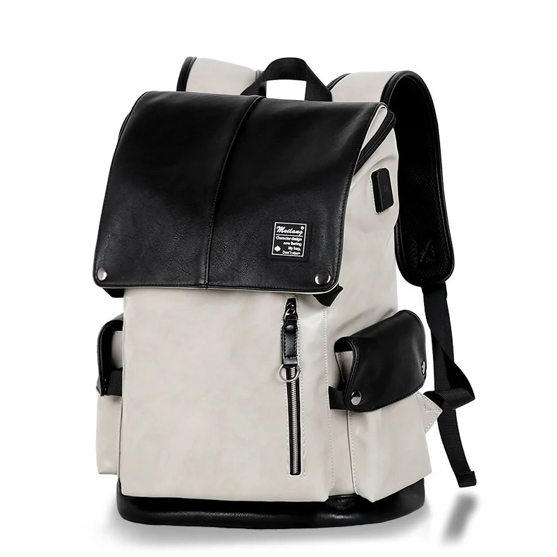 

Men's Backpack 2023 PU Leather Youth Laptop Portable Luxury Designer Backpack Mans Travel Backpacks Versatile 2 Colors
