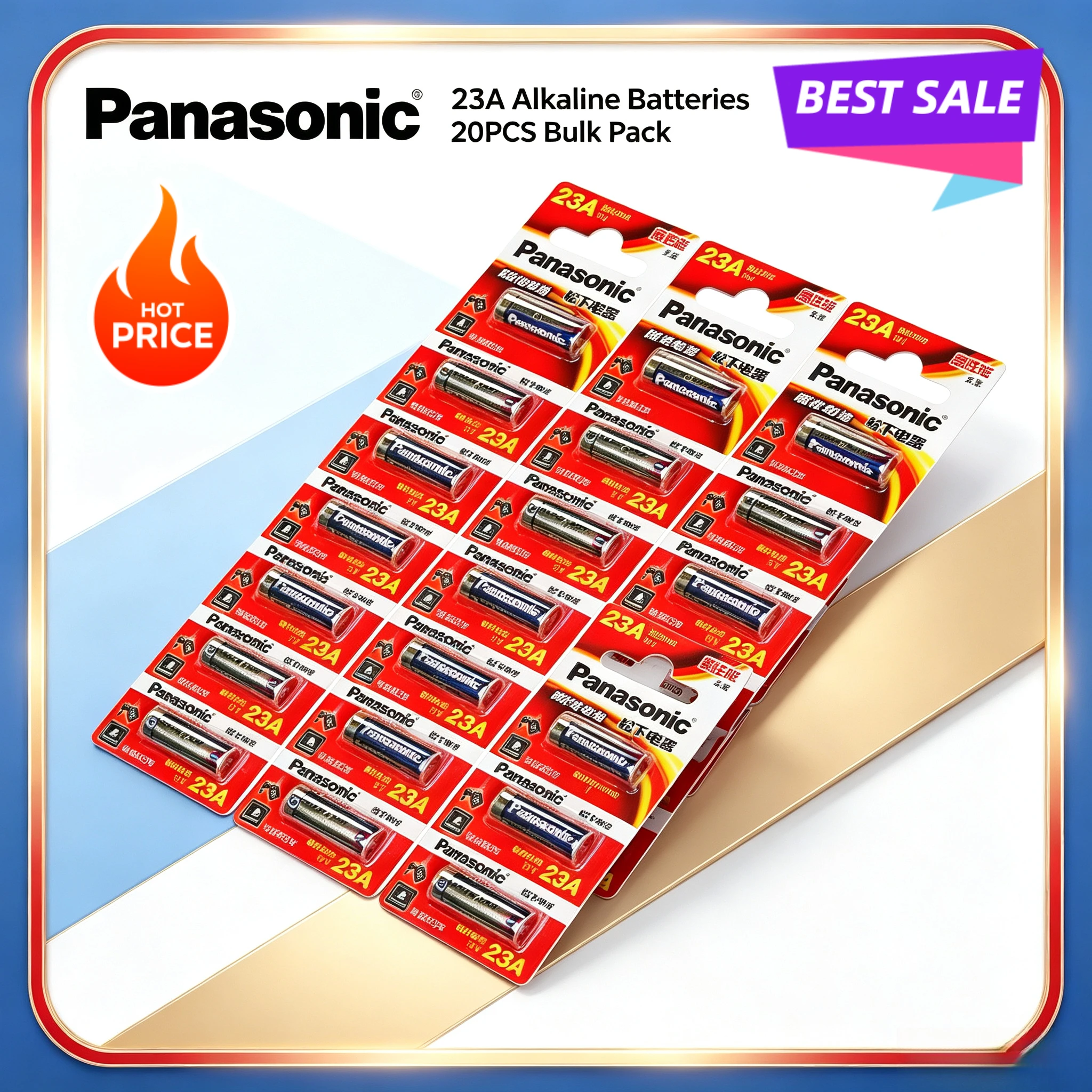 Фото Батарейки Panasonic 23A 27A 12V щелочные A23 A27 23GA A23S E23A MN21 V23GA GP23A LRV08 L1028, долговечные, герметичные, для использования в бытовой технике №1