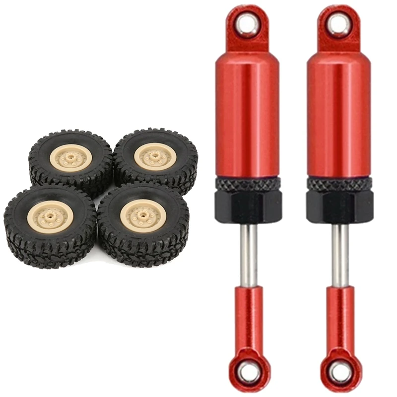 

4 шт. резиновые колесные обода шины для RC 1/16 WPL B-1/B-24/C-14/C-24 & 2 шт. алюминиевый сплав амортизатор Внутренняя пружина