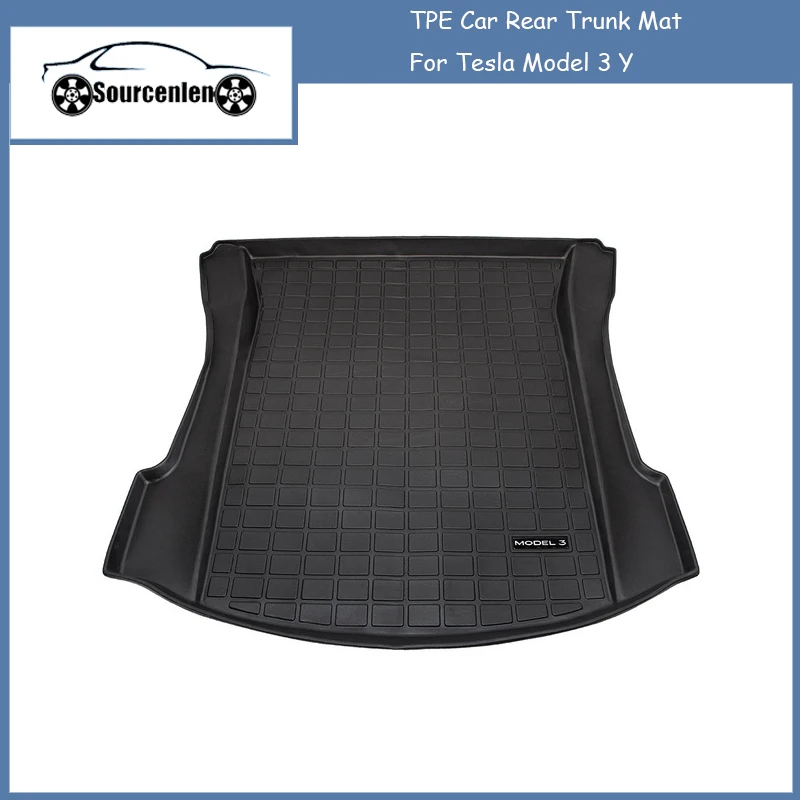 

Новый автомобильный коврик из ТПЭ для заднего багажника Tesla Model 3 Y, водонепроницаемые защитные накладки, подкладка для груза, поднос для бага...