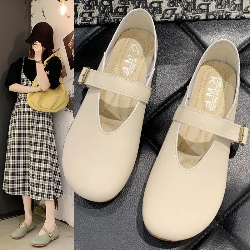 

Women Flats Shoes Square Toe Retro Casual Moccasins College Girl Student Sweet JK Uniform Mary Janes Shoes Lady Office Flat Shoe