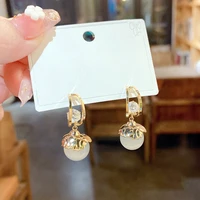 micro pave shinning zircon opal ball drop earrings for women korean style delicate new jewelry wholesale