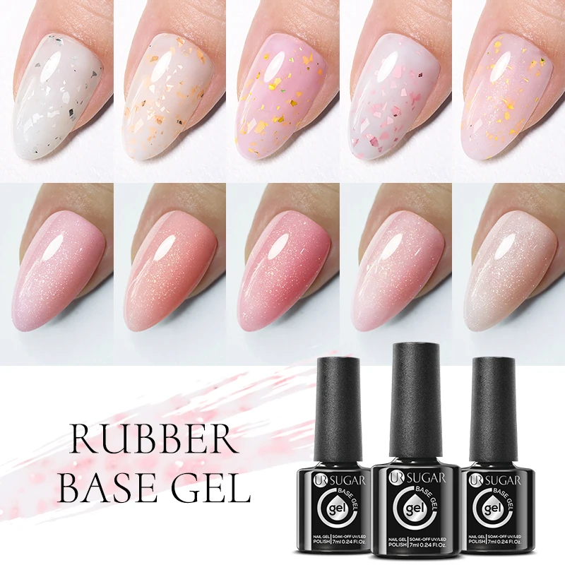 UR SUGAR 14Pcs 7ml Glitter Rubber Base Gel Nail Polish Set Milky Jelly White Pink Color Soak Off UV LED Gel Varnish Manicure