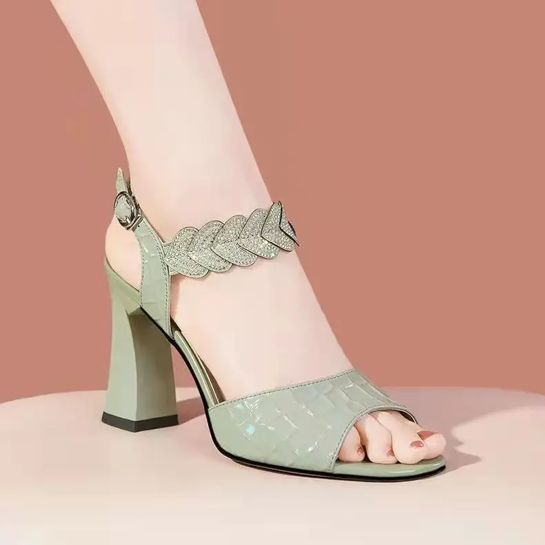 

Сандалии женские с открытым носком, туфли на высоком каблуке, с пряжкой, корейский стиль, лето 2022