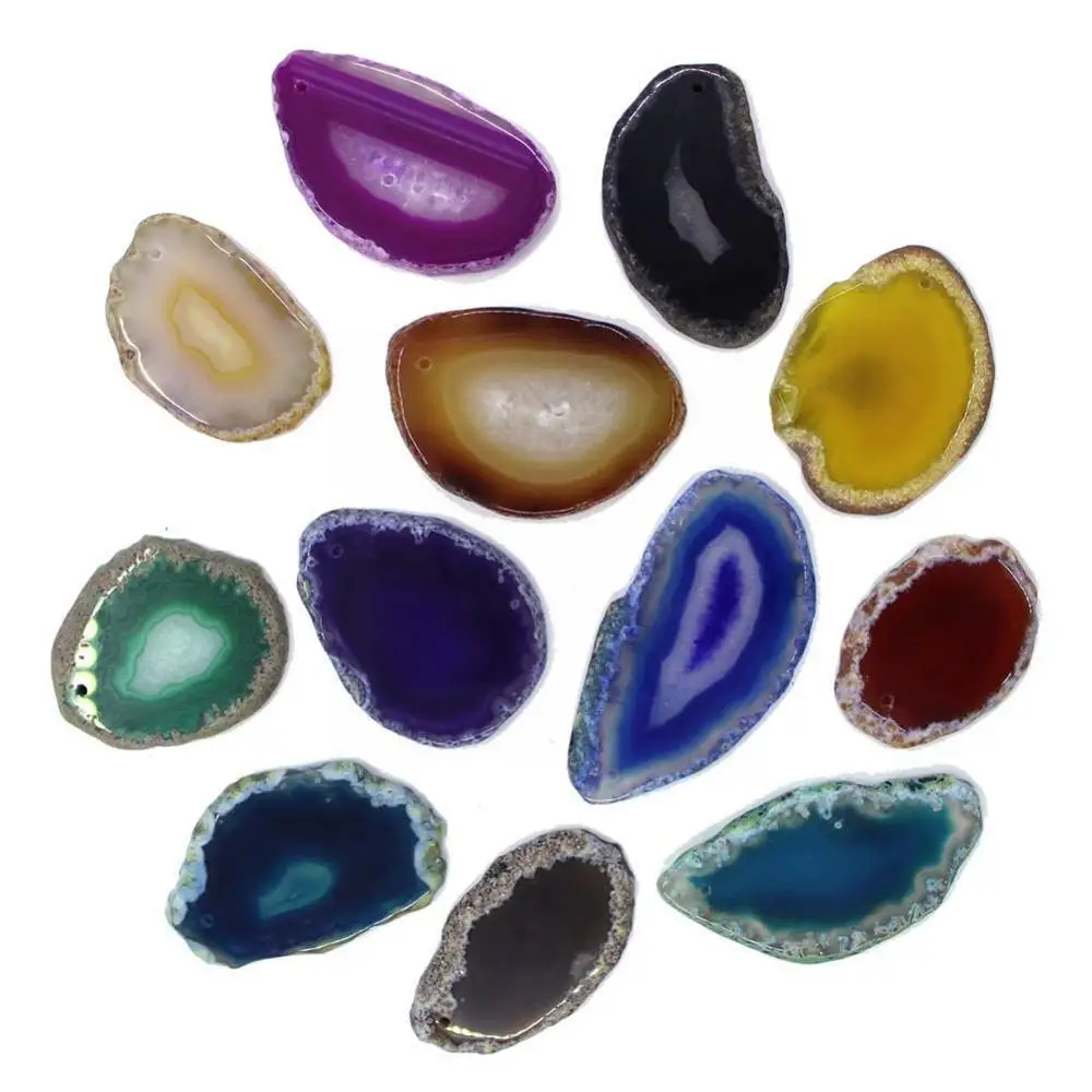 

1pcs Polished Irregular Shape Geode Pendant 8 Color Reiki Stone Slice Crystal Natural Healing Choice Brazil Pendants Agate Q5x8
