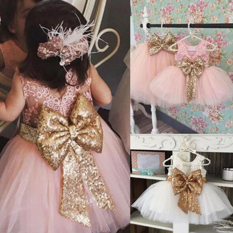 

Вечернее платье для новорожденных девочек, бальное платье принцессы 1t, платья на день рождения для девочек с блестками и большим бантом, кру...