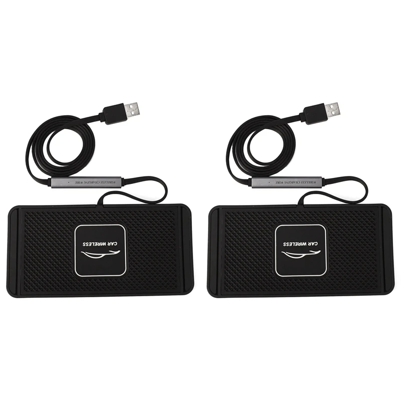 

2X QI Car Wireless Quickly Charger For Iphone 8 XS XR Car Charging Pad For Samsung S10 Dock Station Non-Slip Mat