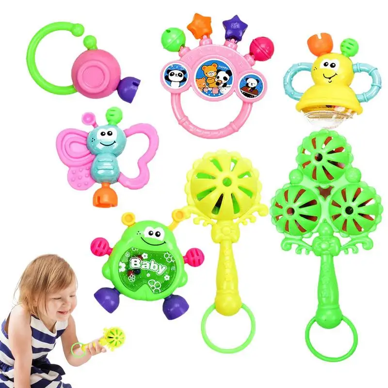 

Rattle Baby Toys Sensory Hand Rattle Toy With Funny Smile Musical Toy Set Early Educational Newborn Toys Gifts 9+Months