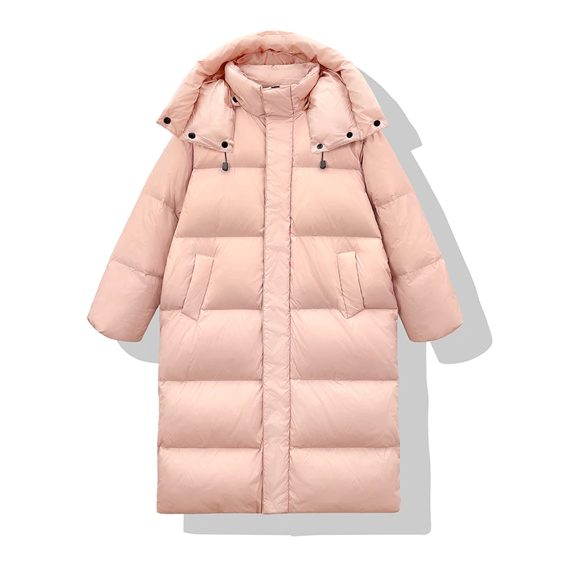 

2023 New Winter Fashion Loose Down Jacket Women Thicken White Duck Down Coat Ladies Warm Hooded Long Outerwear Female Parkas Y33