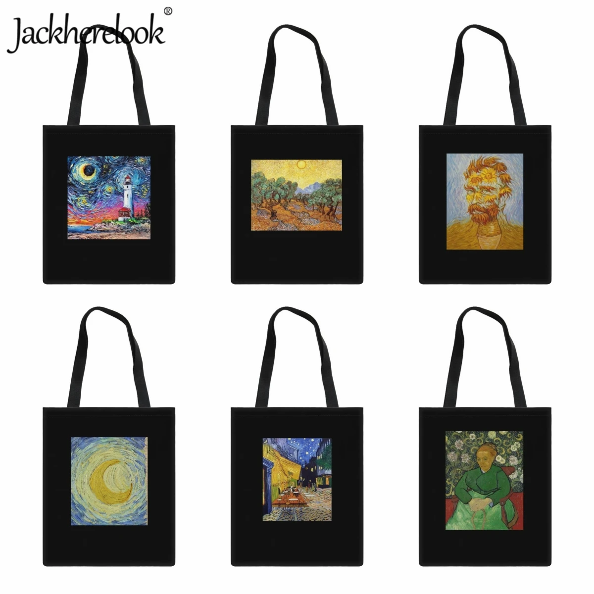 

Jackherelook Van Gogh Starry Sky Oil Painting Print Shoulder Bag Women Fashion Handbag Practical Eco-friendly Shopping Cloth Bag