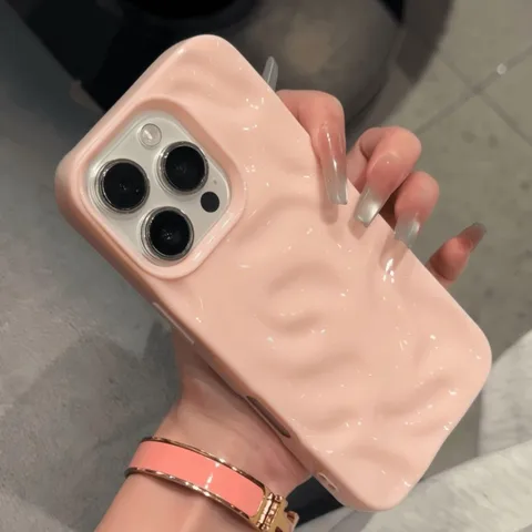 Чехол с 3D морщинами для iPhone 16, 15, 14 Plus Pro Max 12, 11, 13, однотонный, с волнистым узором, мягкий силиконовый, эстетичный чехол