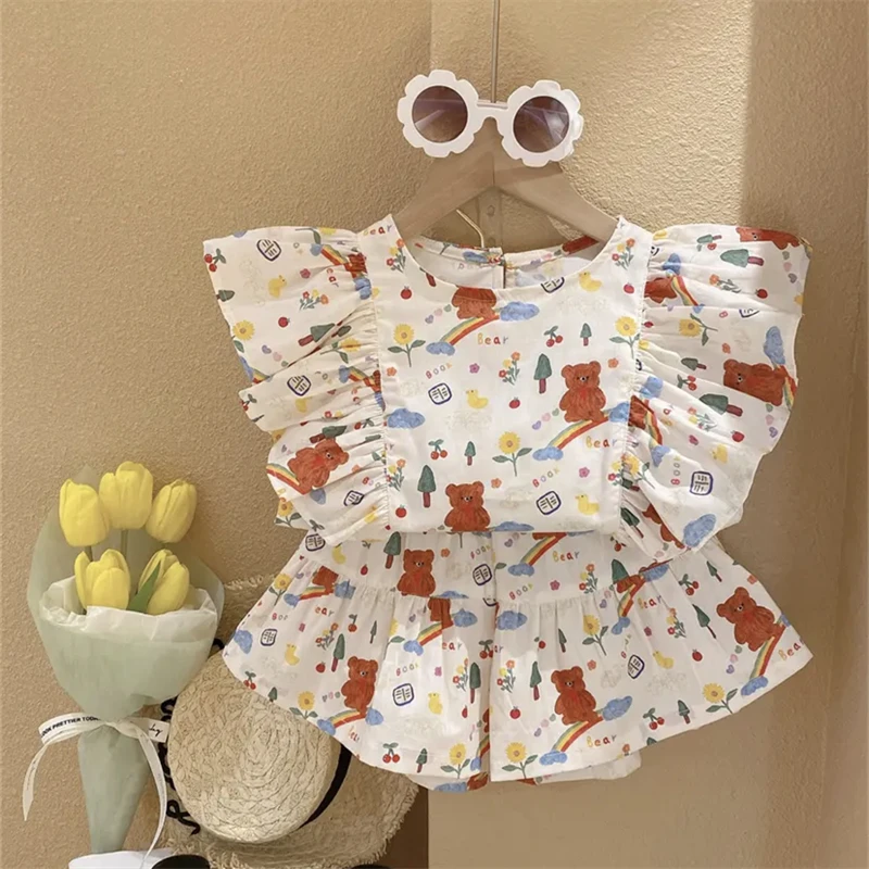 

Two Pieces Summer Girls Clothes 2023 New Kids Clothes Girl Cartoon Suits For Girls Children Clothings Casual Girl Set 0-8 Years