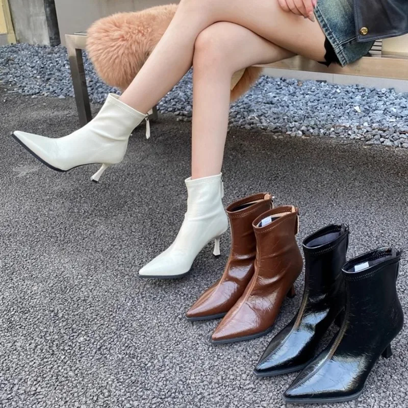 Ботинки женская обувь осенние ботинки зимняя кожаная с круглым носком до
