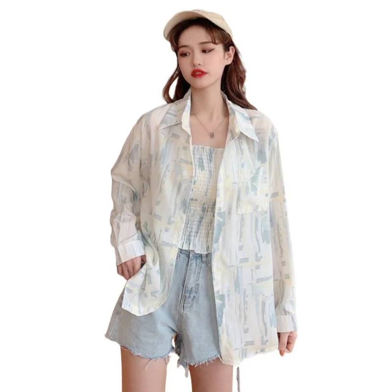 Женская рубашка с защитой от солнца новинка универсальная Свободная блузка в