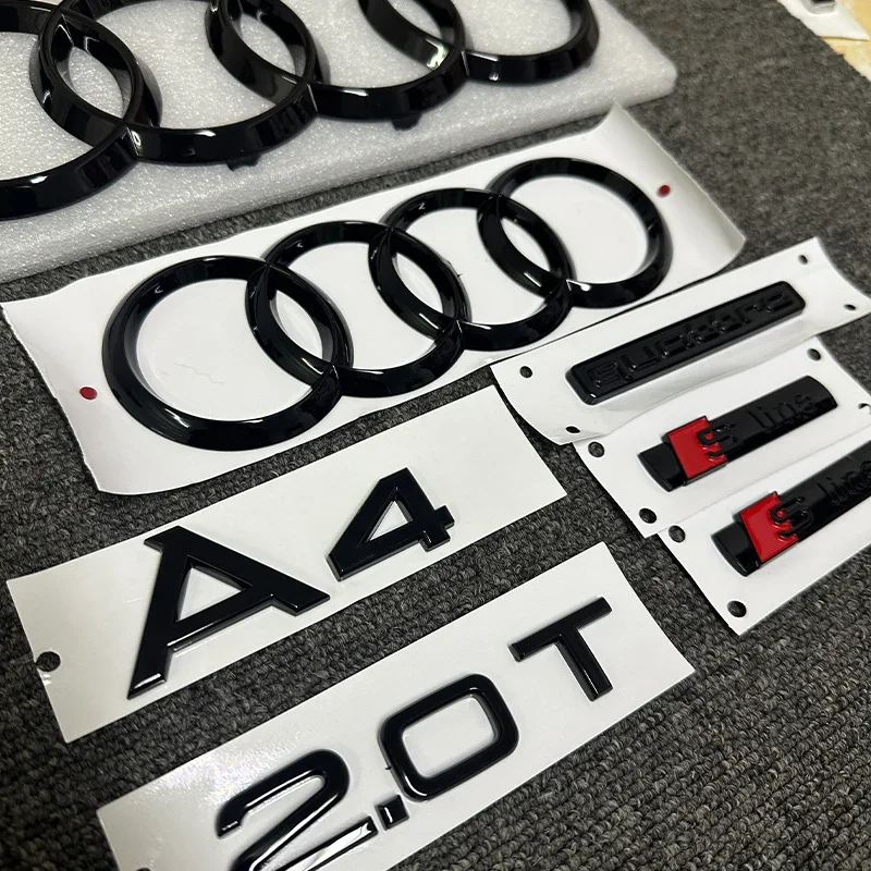 Фото Новая 3D-наклейка с буквой ABS Quattro Sline 2.0T подходит для модификации глянцевого черного чемодана Audi A4 2008-2017. №2