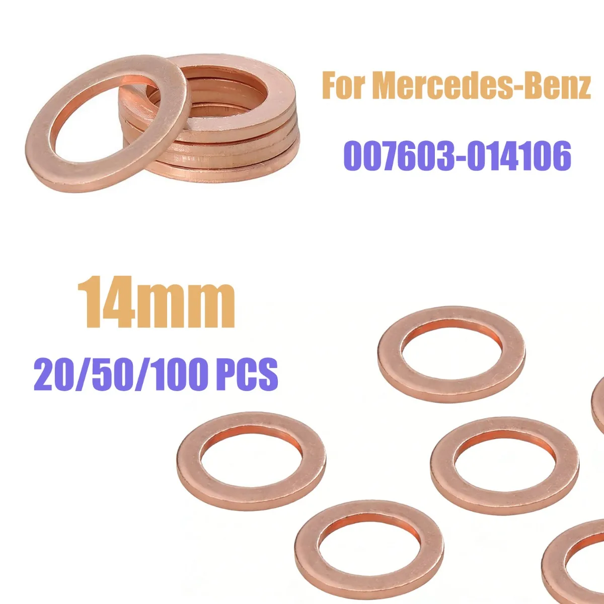 

Медная шайба уплотнительная для сливной пробки картера M14 007603-014106 007603014106, 14 мм, для Mercedes-Benz, автоаксессуар