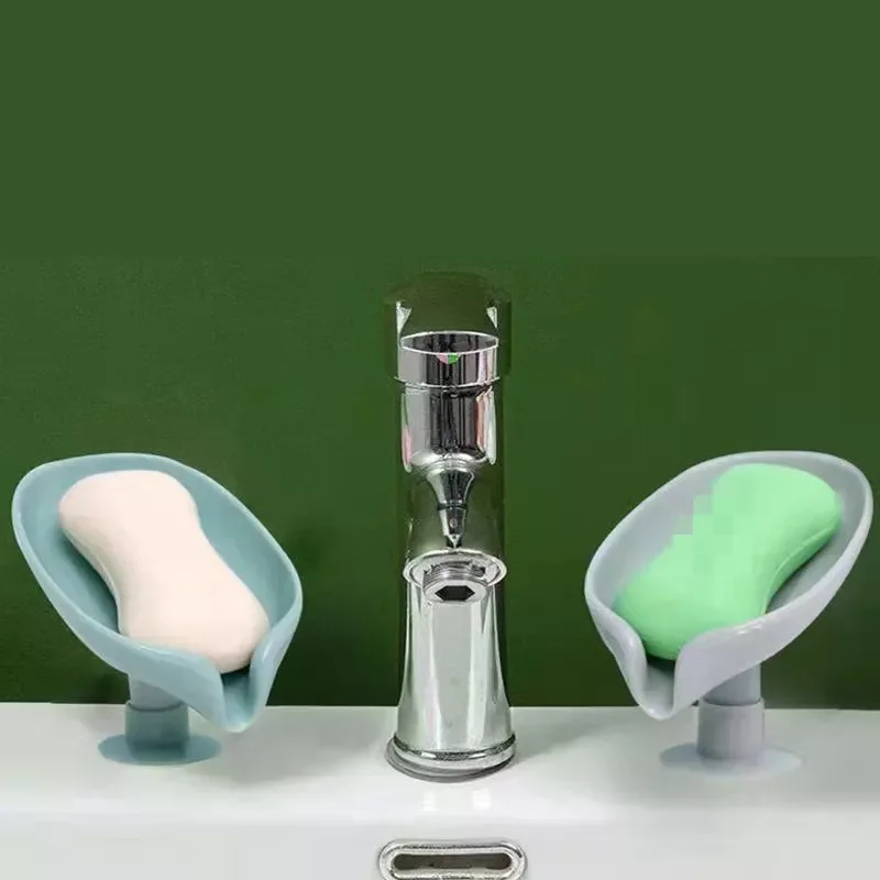 

Leaf Laundry Soap Dish Toilet Soap Shelf Vertical Suction Cup Wall Hanging Soap Holder Punch-free Water-free Storage Box