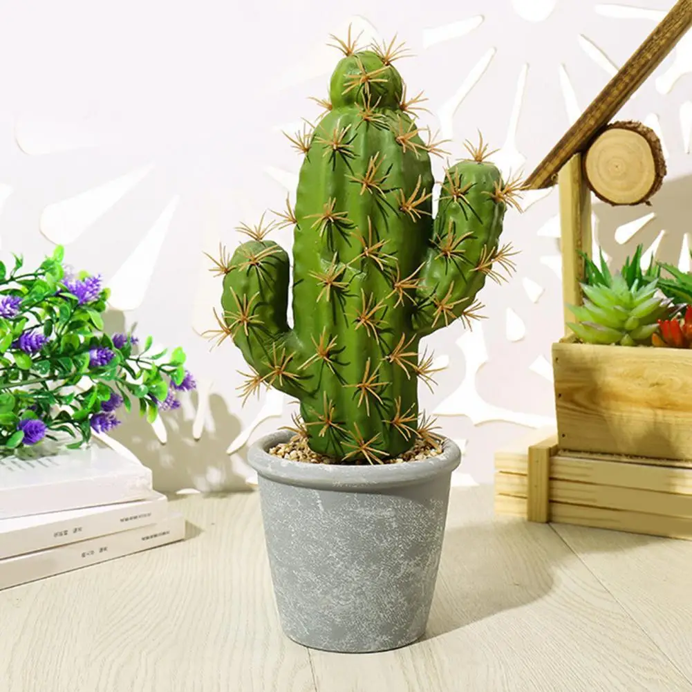 Practical Fake Cactus Artificial Simulation Potted Plant Ornament Premium Fake Potted Cactus Attractive for Living Room