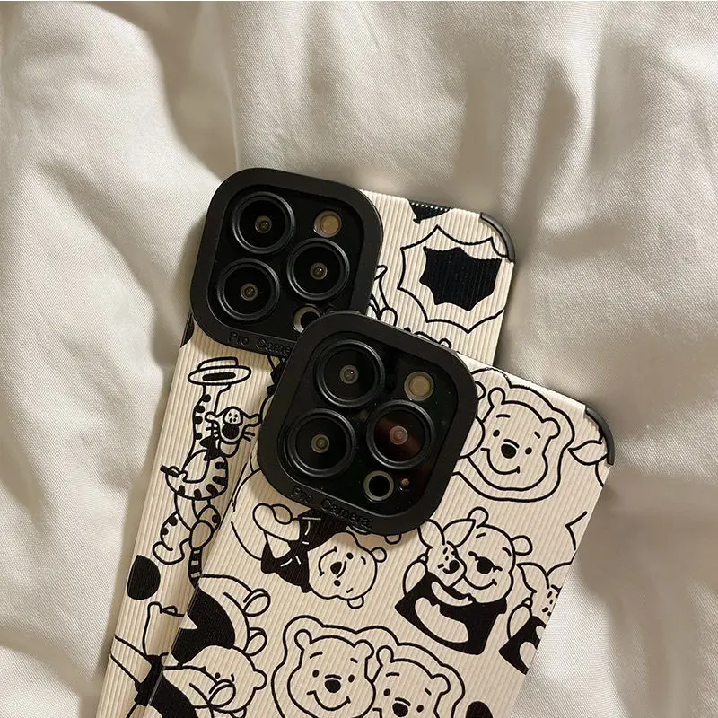 Disney Cartoon Winnie the Pooh With Lanyard Phone Cases For iPhone 13 12 11 Pro Max X XR XS MAX 8 7 Plus SE2020 Back Cover