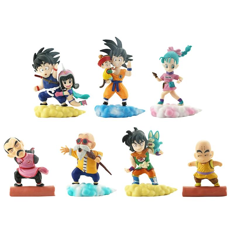 

7pcs/set Dragon Ball Z Son Goku Master Roshi Bulma Kakarotto Action Figure PVC Super Saiyan Model Dolls Collections Toys Gift