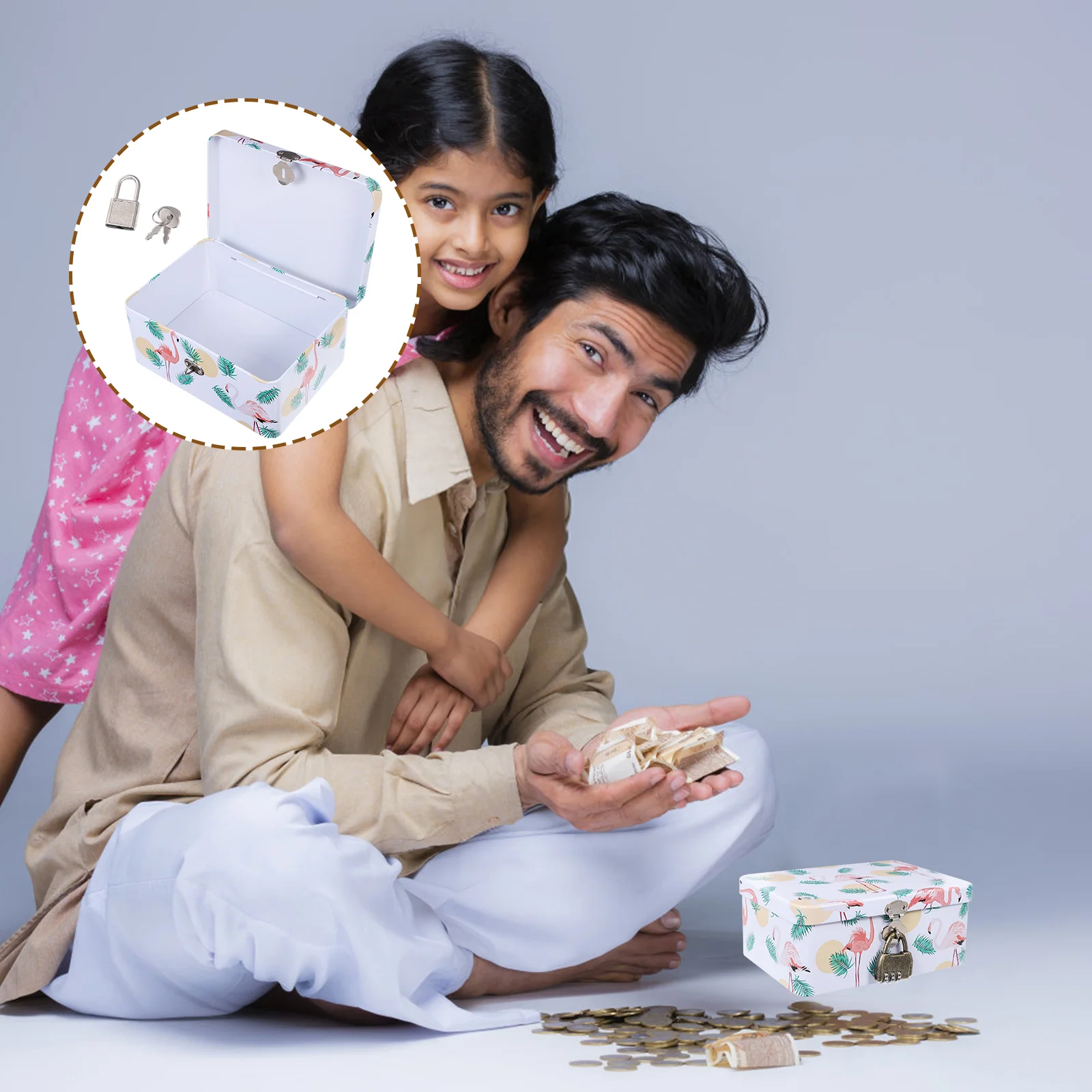 

Box Storage Tinmetal Lock Iron Organizer Canister Tea Desk Drawer Case Desktop Cash Securitykeepsake Jewelry Paperboard Padlock