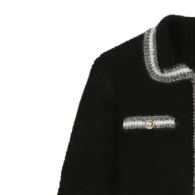 

Women Sweater Color Contrast Turn Down Collar Single Breasted Buttons Cardigan