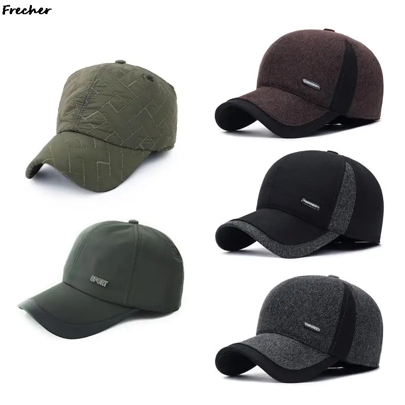

Men Winter Wool Caps Unisex Vintage Baseball Cap Male Warm Fashion Golf Hats With Earmuff Outdoor Casual Gorras Fishing Hat