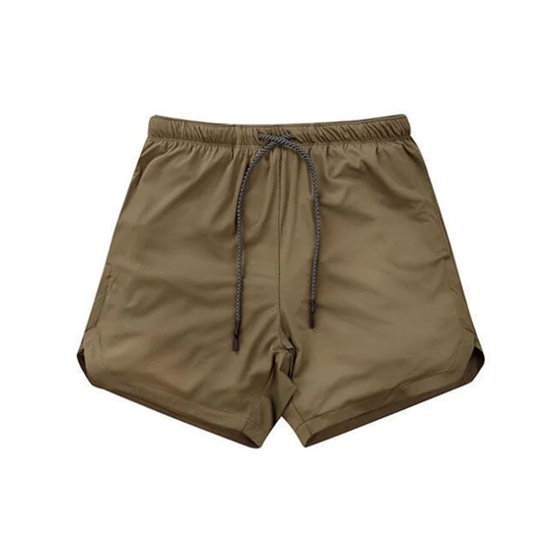 Shorts duplo masculino, calção esportivo com tecido de secagem rápida para treino e corrida, academia e corrida