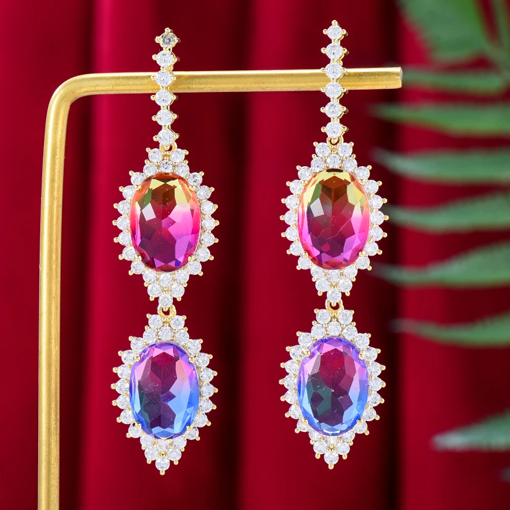 

missvikki Romantic Shiny DIY Trendy Fashion CZ Drop Earrings For Women Bridal Wedding Girl Daily Surper Jewelry High Quality