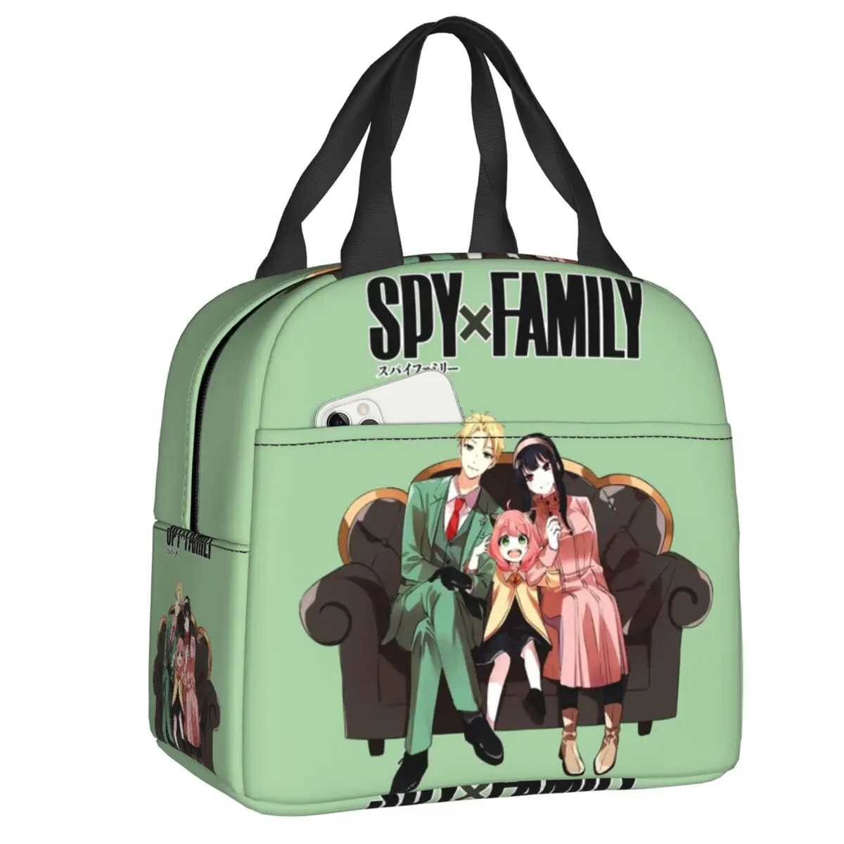 

Сумка-тоут с изолированным ланч-боксом для всей семьи Spy X, аниме мультфильм манга, портативный охладитель, термальная коробка для бенто, для ...