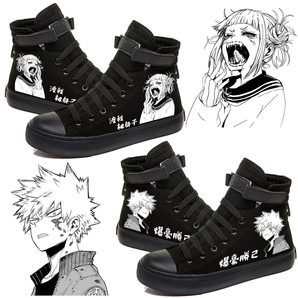 

Himiko Toga Bakugou Katsuki Printed High Top Canvas Shoes Cozy Sneakers