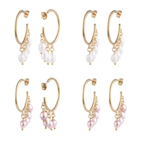 kissitty 2 styles natural pearl beads dangle chandelier earrings for women golden color earring jewelry findings gift