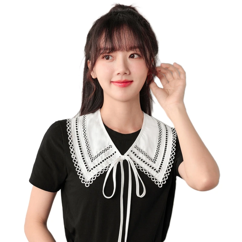 

Preppy Style Ladies Girls Detachable Collar Shawl Lace-Up Capelet Poncho Shrug L5YB