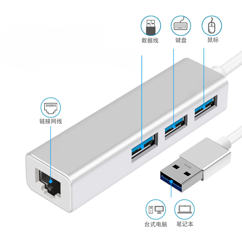 Новинка 4 в 1 концентратор USB 3 0 из алюминиевого сплава C для гигабитной lan RJ45