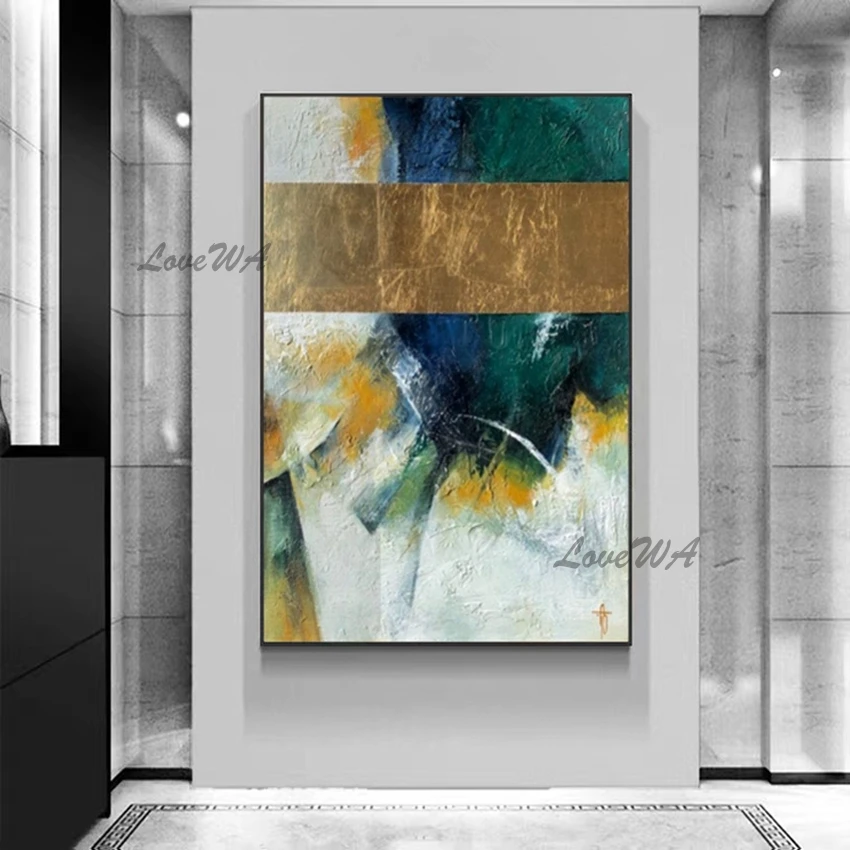 

Home Wall Decoration Textured Gold Foil Abstract Oil Painting Art Unframed Hand Painted Showpiece Acrylic Canvas Artwork Picture
