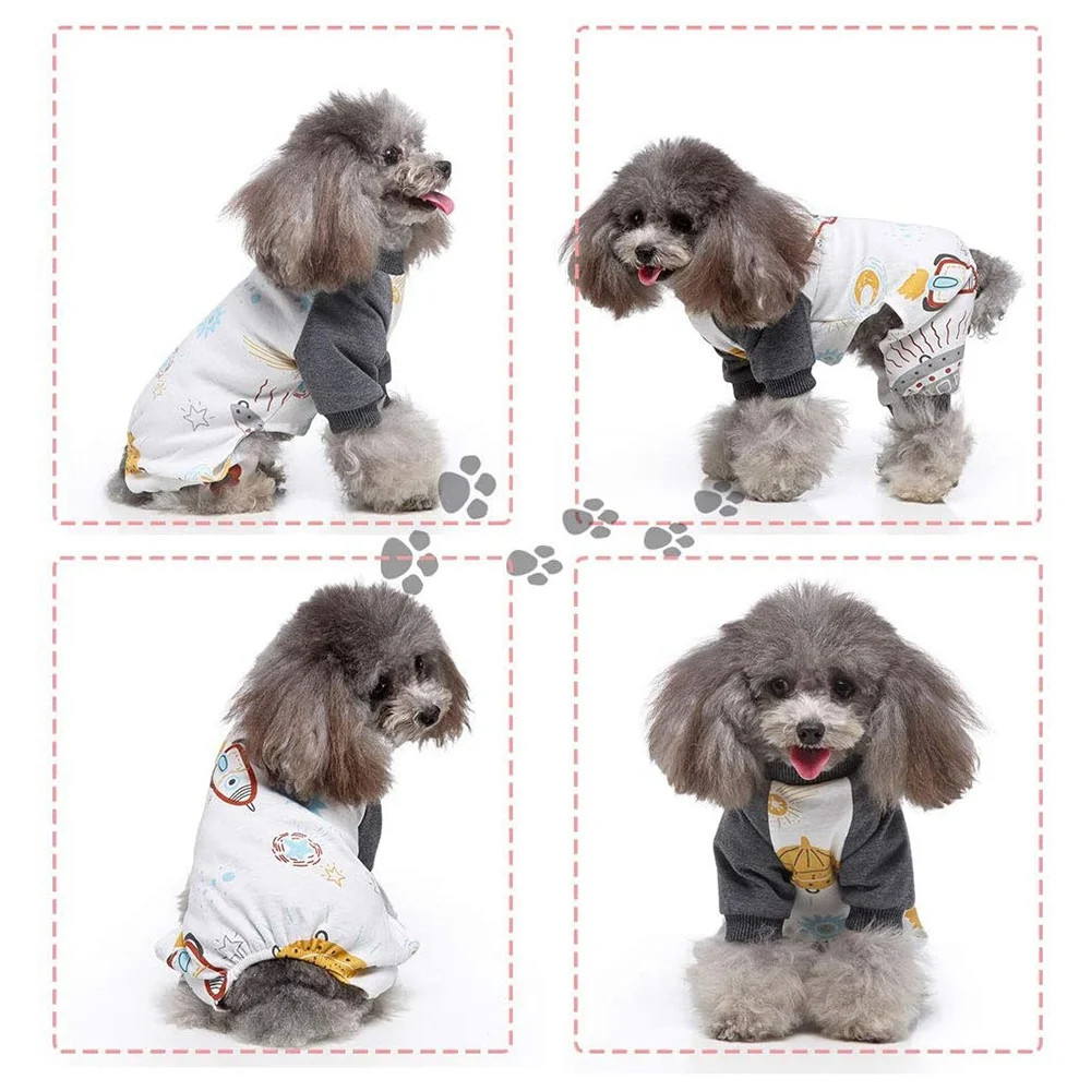 Комплект из 2 пижам для собак ночная рубашка одежда домашних животных комбинезон