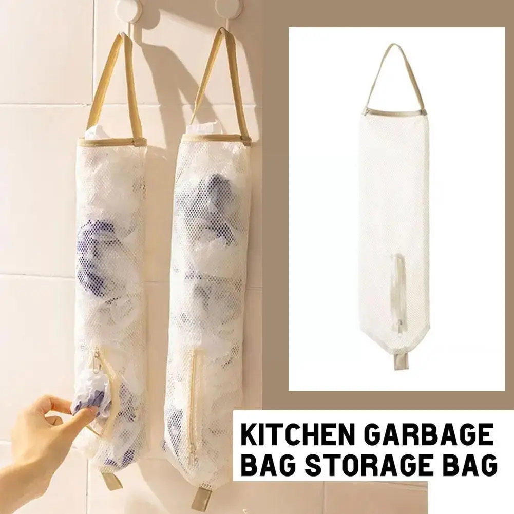 

Wall Mount Mesh Onion Storage Bags Reusable Garbage Bag Dispenser Kitchen Storage Organizer Bag For Sundries Vegetables Fru K1R0