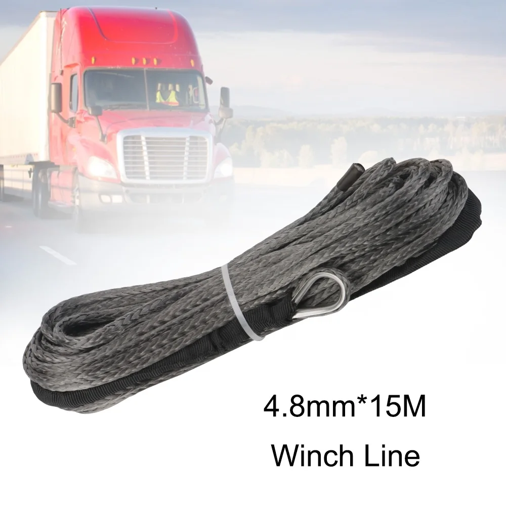 

4.8mm*15M Synthetic Fiber Rope UHMWPE Rope Winch Line High Quality Tow Rope Car Accessories 7700 Lbs Average Breaking Strength