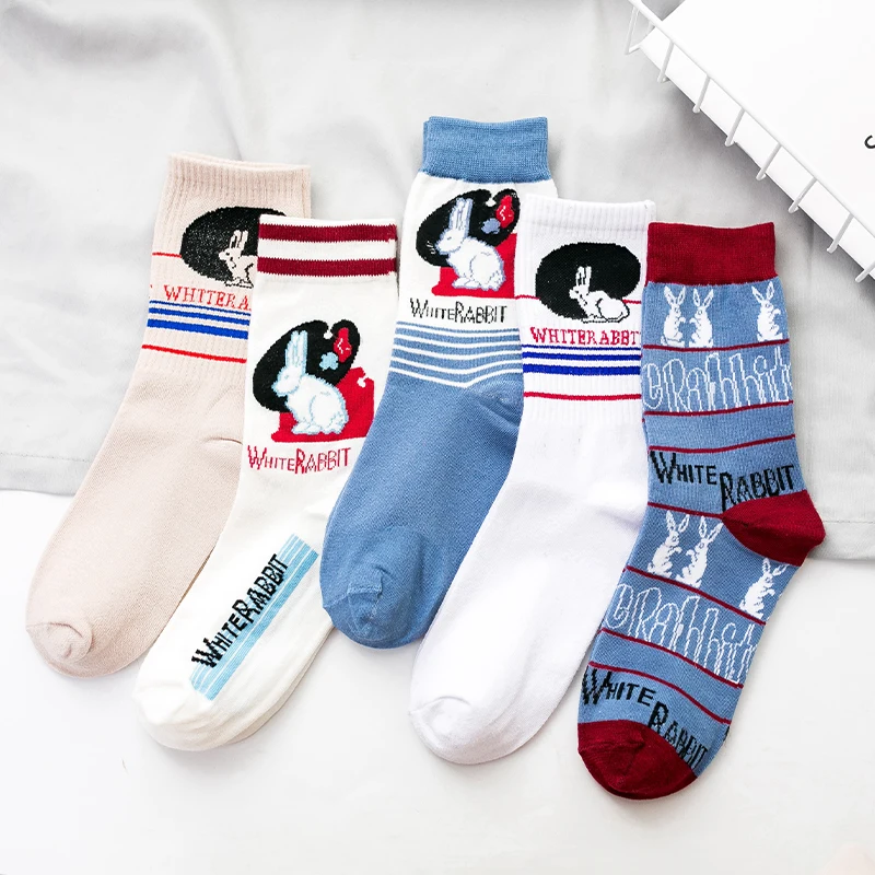 3 Pairs/Box Kawaii Cartoon Rabbit Stockings Cotton Harajuku Comfortable Soft Fashion Couple Cute Gifts Men Women Socks High Pack