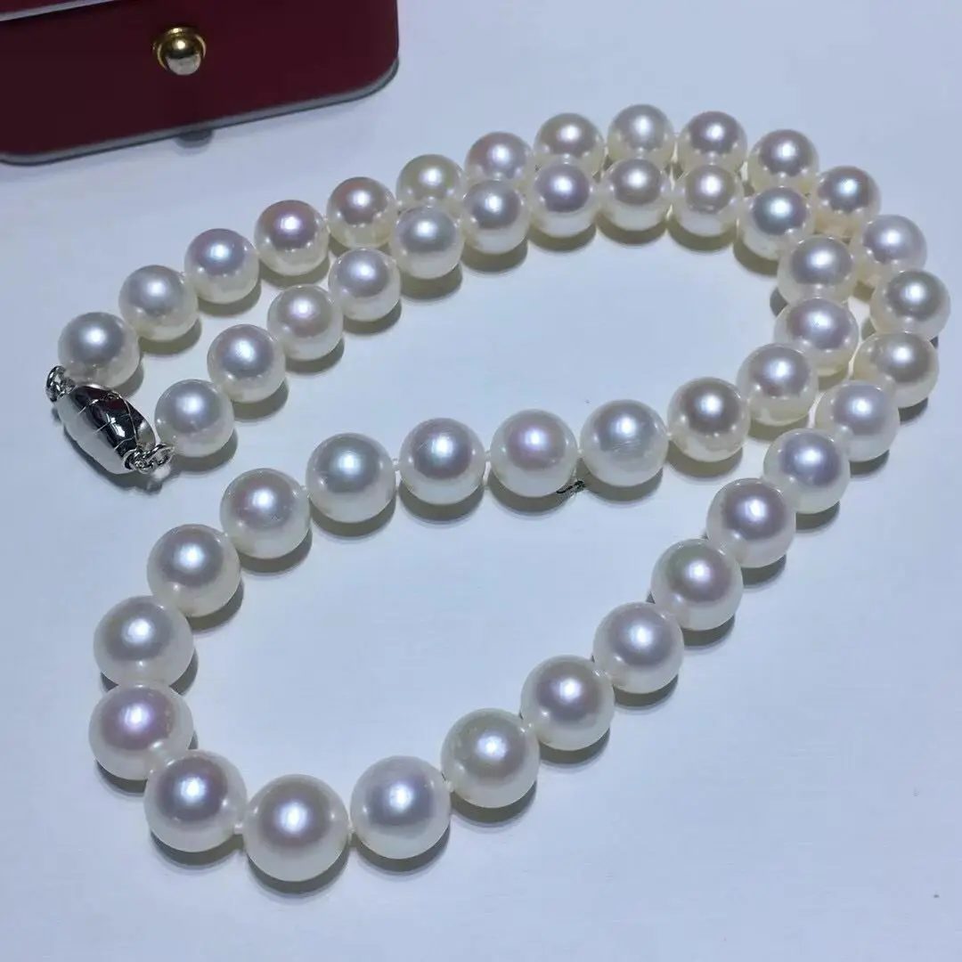 

Классическое Круглое Белое жемчужное ожерелье 11-12 мм южного моря 18 дюймов 925s