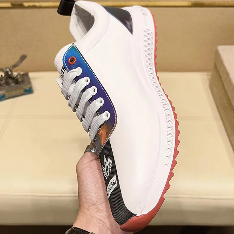 Новинка дышащие кожаные маленькие белые туфли мужские для скейтборда Корейская