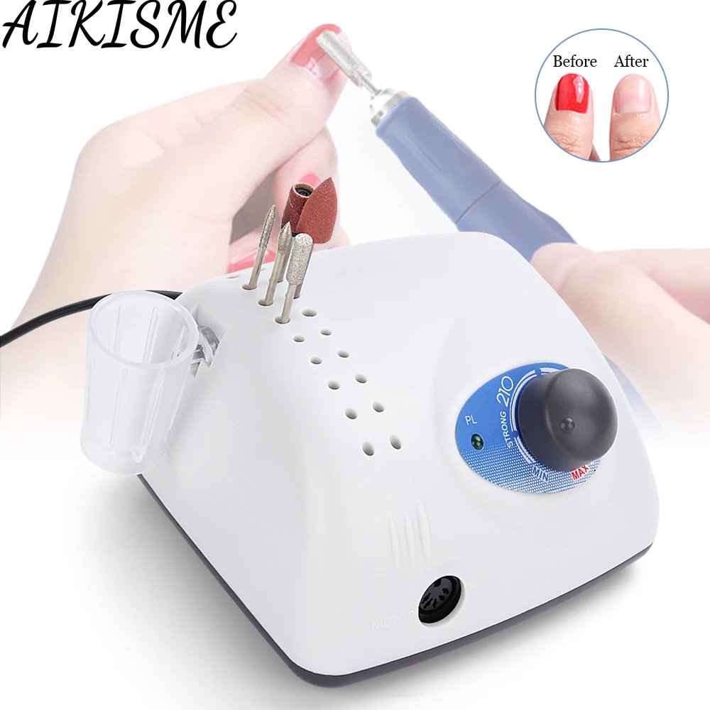 Strong 204/210 65W Electric Manicure Nail Drill 35000RPM Polisher Machine Nail File Pedicure Milling Electric Cutter Nail Drill